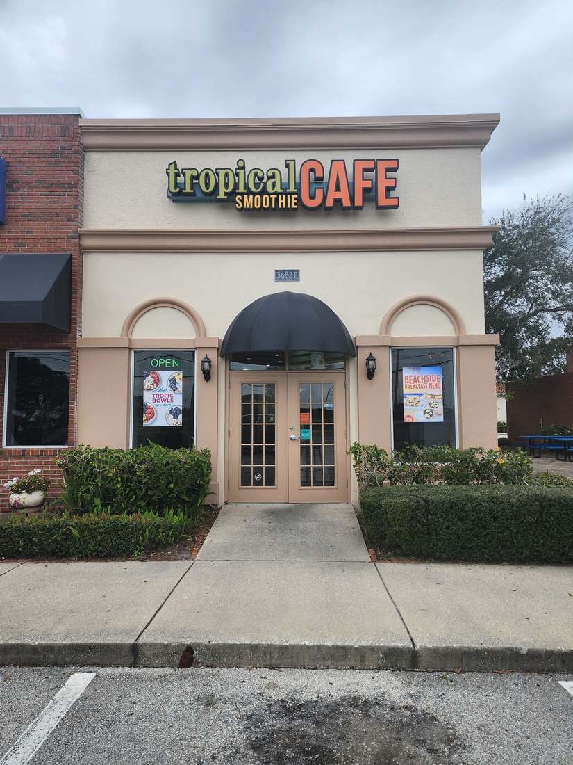 Commercial storefront repaint - Tropical Smoothie Cafe