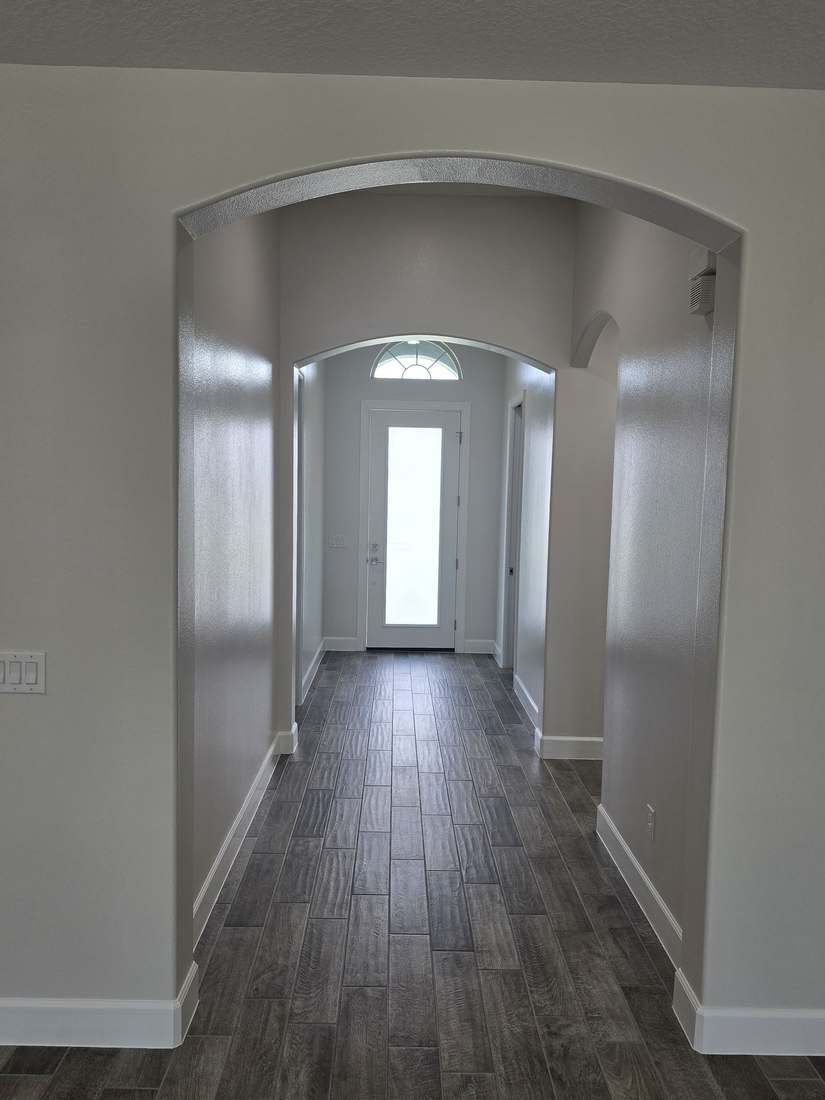 Repainted home garage and entry