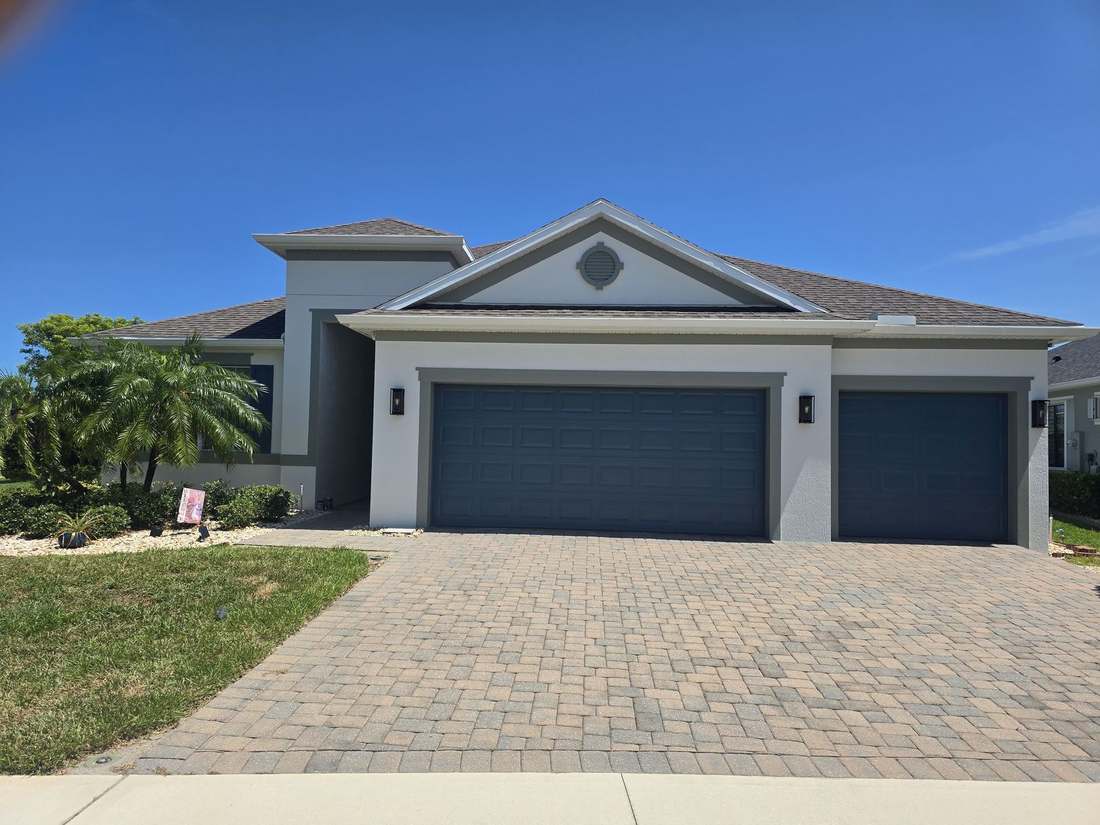 Repainted home exterior, front elevation